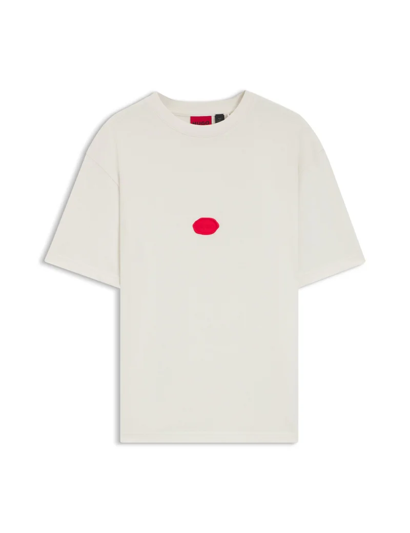 HUGO Cotton-jersey T-shirt with wax-stamp logo