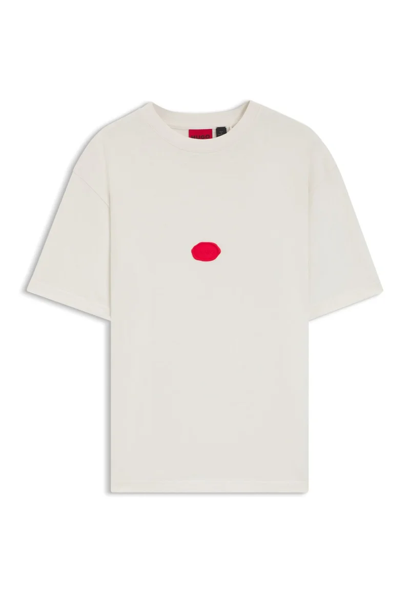 HUGO Natural Cotton-jersey T-shirt with wax-stamp logo for Men | Best Price UAE