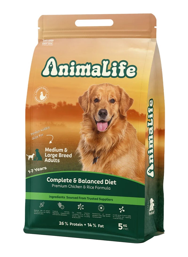 life dry food with chicken for M dog 5K