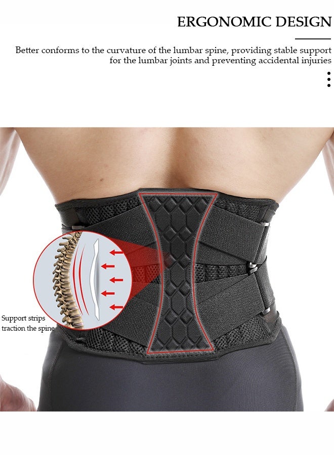 DUNISO Sports Back Brace for Men and Women - Breathable Waist Lumbar Lower Back Support Belt for Sciatica, Herniated Disc, Scoliosis Back Pain Relief, Heavy lifting, with Dual Adjustable Straps - Image 2
