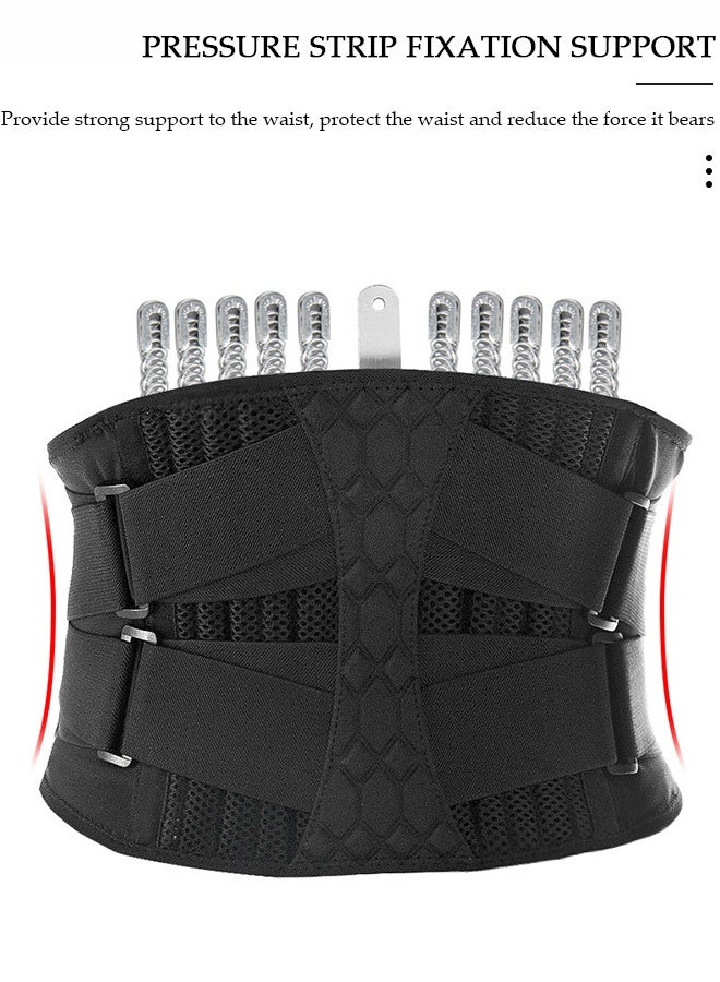 DUNISO Sports Back Brace for Men and Women - Breathable Waist Lumbar Lower Back Support Belt for Sciatica, Herniated Disc, Scoliosis Back Pain Relief, Heavy lifting, with Dual Adjustable Straps - Image 3