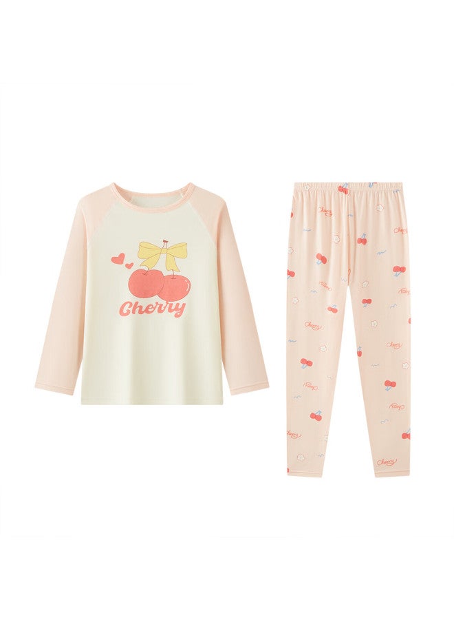 Deesha 7a Antibacterial Comfortable Cotton And Spandex Girls' Thermal Underwear Sleepwear Set For Older Children Autumn Homewear Set