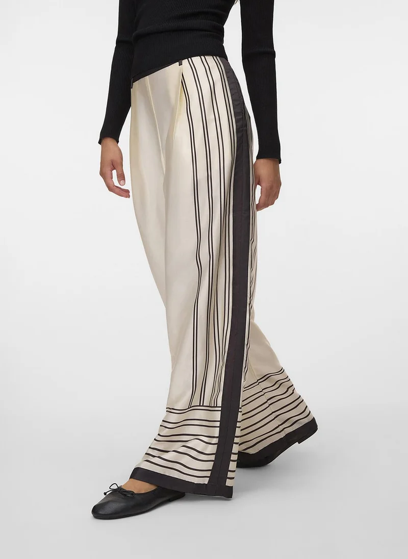 فيرو مودا Women's VMEVINA Mid-Waist Straight-Leg Woven Pants
