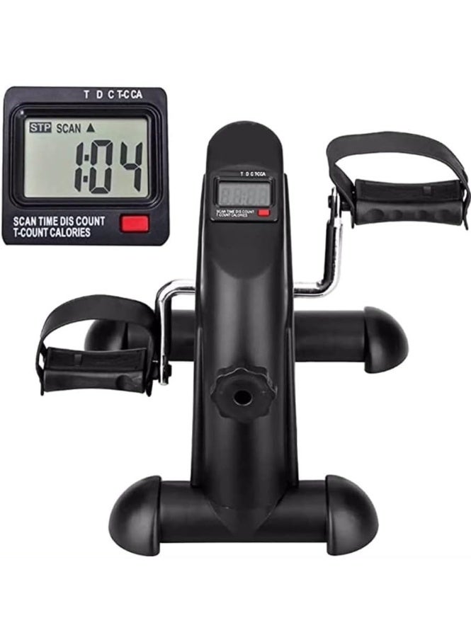 سناجل دراجة تمارين كهربائية صغيرة محمولة، مناسبة للمنزل والمكتب، مزودة بشاشة LCD، ومقاومة قابلة للتعديل، وتمارين للذراعين والساقين، صغيرة الحجم ومتينة. - Image 1