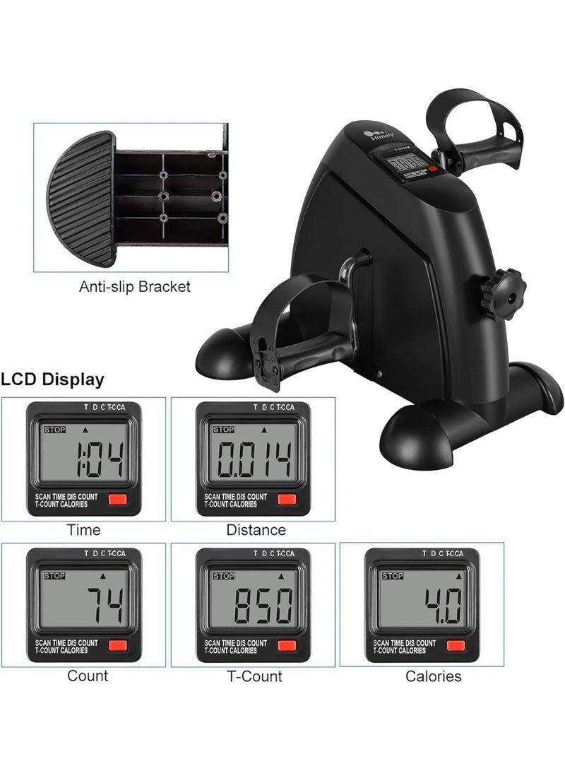 سناجل دراجة تمارين كهربائية صغيرة محمولة، مناسبة للمنزل والمكتب، مزودة بشاشة LCD، ومقاومة قابلة للتعديل، وتمارين للذراعين والساقين، صغيرة الحجم ومتينة. - Image 2