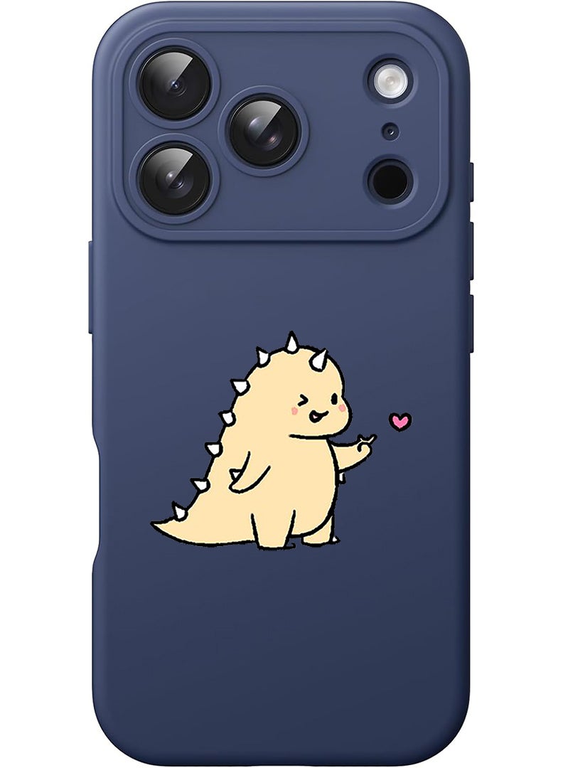 Theodor Protective Slim Fit Case Liquid Silicone Cover with Full Body Protection Anti-Scratch Shockproof Case For Apple iPhone 17 Pro (Blue) Dino love - Image 1