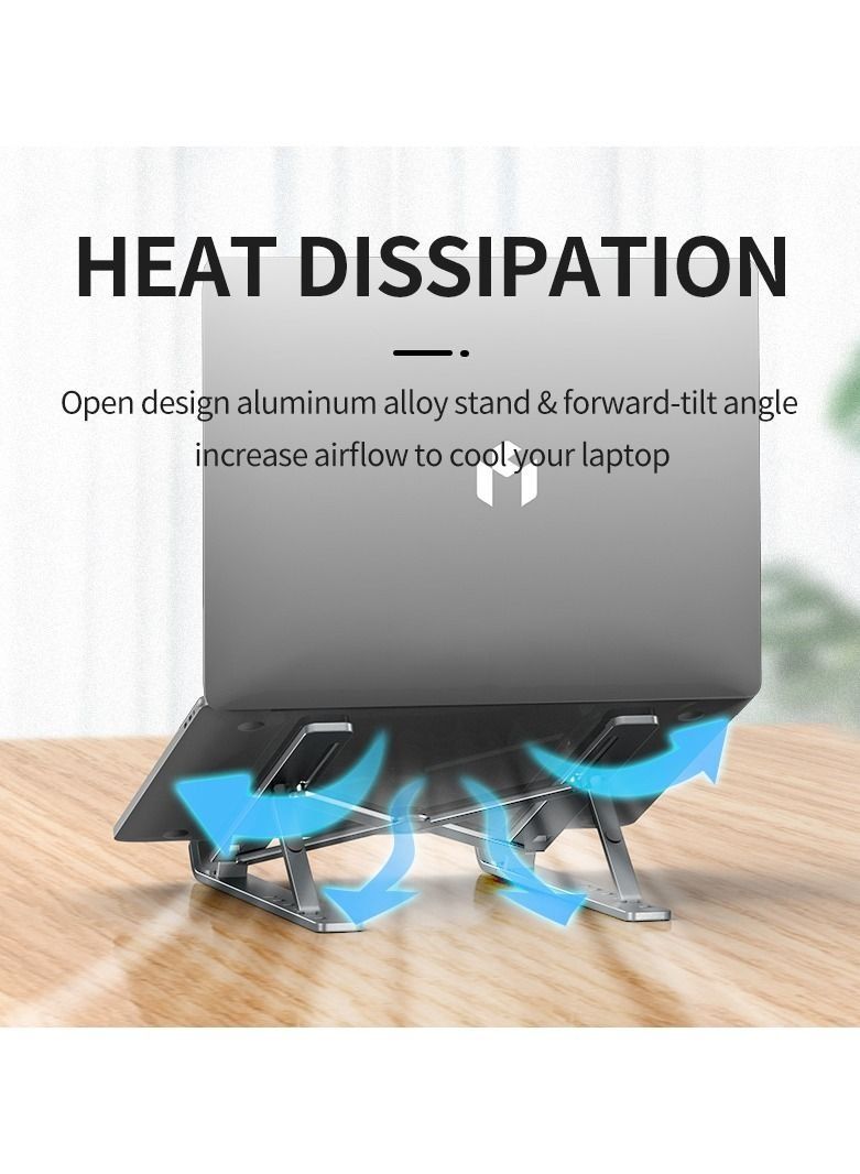 Generic Aluminum Alloy Laptop Holder Stand, Adjustable Foldable Portable For Notebook Computer Bracket, Non-slip Lifting Cooling Holder - Image 3