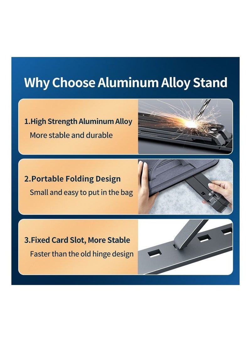Generic Aluminum Alloy Laptop Holder Stand, Adjustable Foldable Portable For Notebook Computer Bracket, Non-slip Lifting Cooling Holder - Image 5