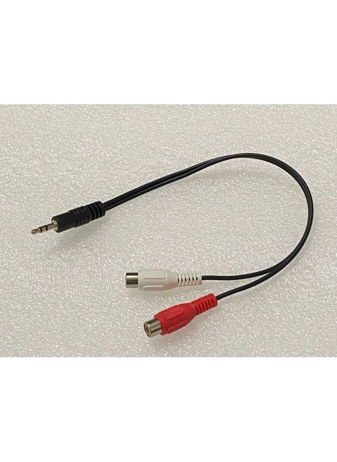 Generic Computer Audio Line 1: 2 3.5mm Audio Line 3.5 To Double Lotus Flower Mother 0.3 Meters-Color:Black-Line Length:30cm  - Image 1