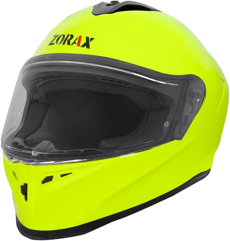 Zorax ZOR-813 Neon Yellow Full Face Motorcycle Helmet (L, 59-60cm) ECE 22.05 Approved - Image 1