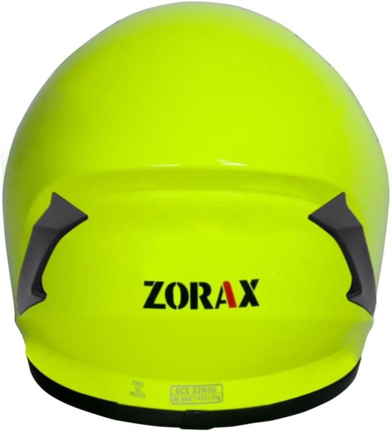 Zorax ZOR-813 Neon Yellow Full Face Motorcycle Helmet (L, 59-60cm) ECE 22.05 Approved - Image 4