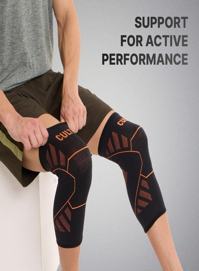 CULT Knee Support for Men & Women - Compression Knee Brace Pair for Pain Relief, Gym, Running, Cycling & Sports - Non-Slip, Breathable, Lightweight Fabric with Optimum Compression - Black (Small) - Image 2