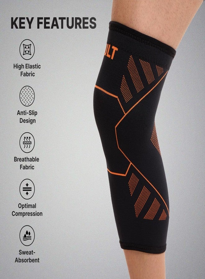 CULT Knee Support for Men & Women - Compression Knee Brace Pair for Pain Relief, Gym, Running, Cycling & Sports - Non-Slip, Breathable, Lightweight Fabric with Optimum Compression - Black (Small) - Image 3