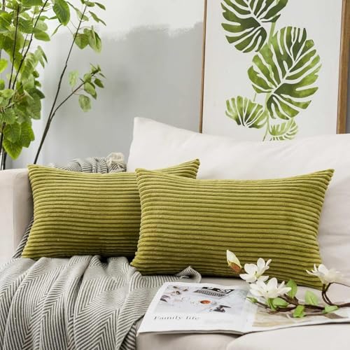 Guffaw/ Corduroy/Stripped/Luxury Cushion Covers Standard Size 16"X16" INCHES (5, Mehndi[Green]) - Image 5