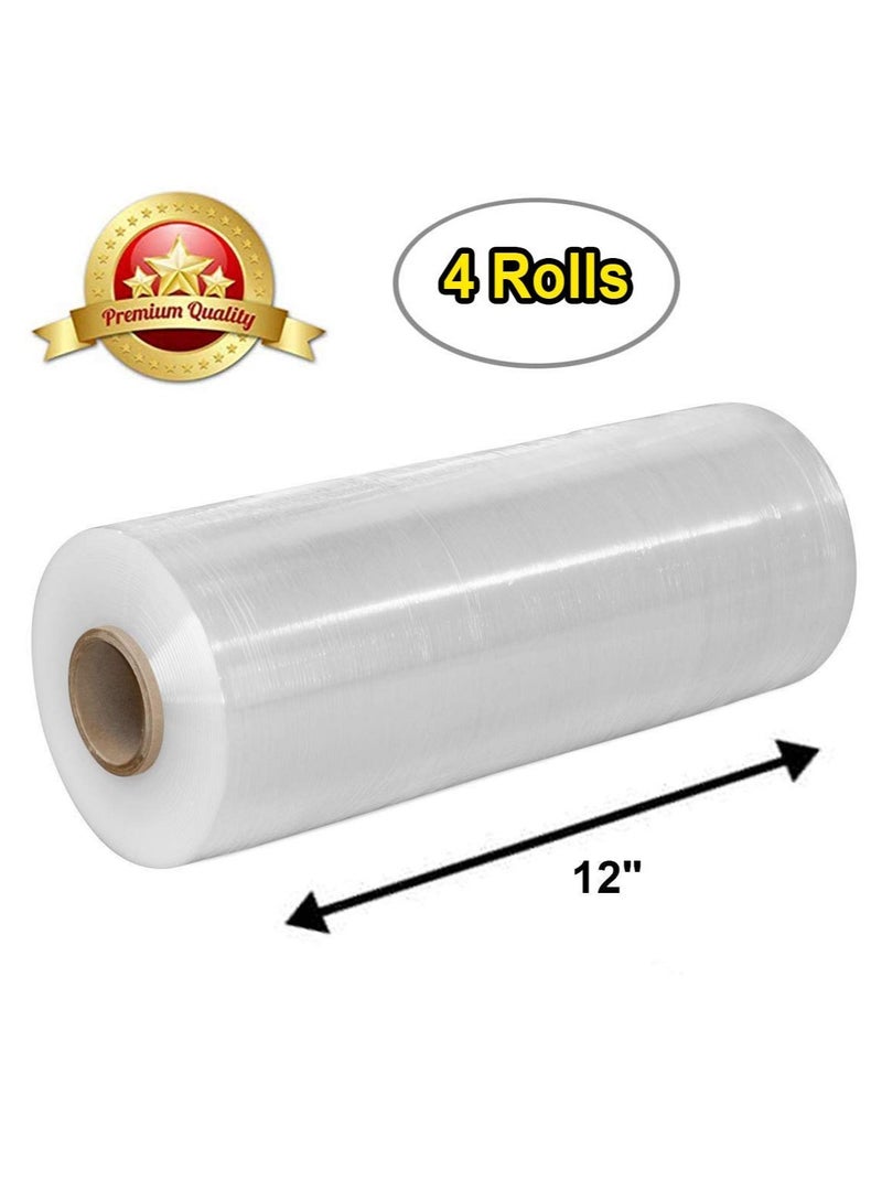 Generic 4 rolls of Cast Hand Stretch Film 12" x 1500'. Hand Stretch Wrap, 80 Gauge Thickness. Excellent Tear Resistance. Clear Residue Free Film for Moving, Shipping, Wrapping. Industrial Grade Cast Film.  - Image 4
