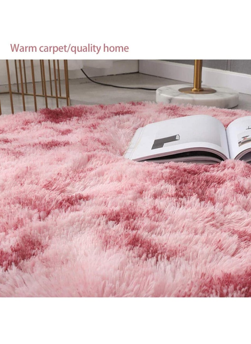 KYD Soft Rugs Fluffy Carpets Tie-Dye Rugs for Living Room Bedroom Nursery Home Decor Non-Slip Machine Washable Carpet Home Decorative Roundness Carpet 120x120 cm  - Image 4