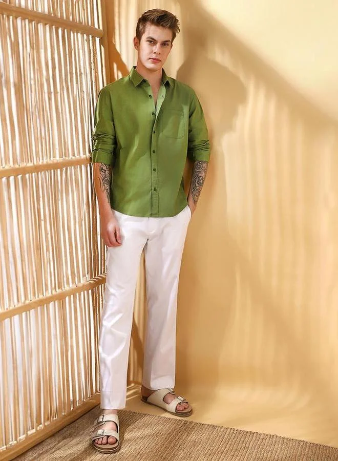 Dennis Lingo Men Spread Collar Casual Shirt