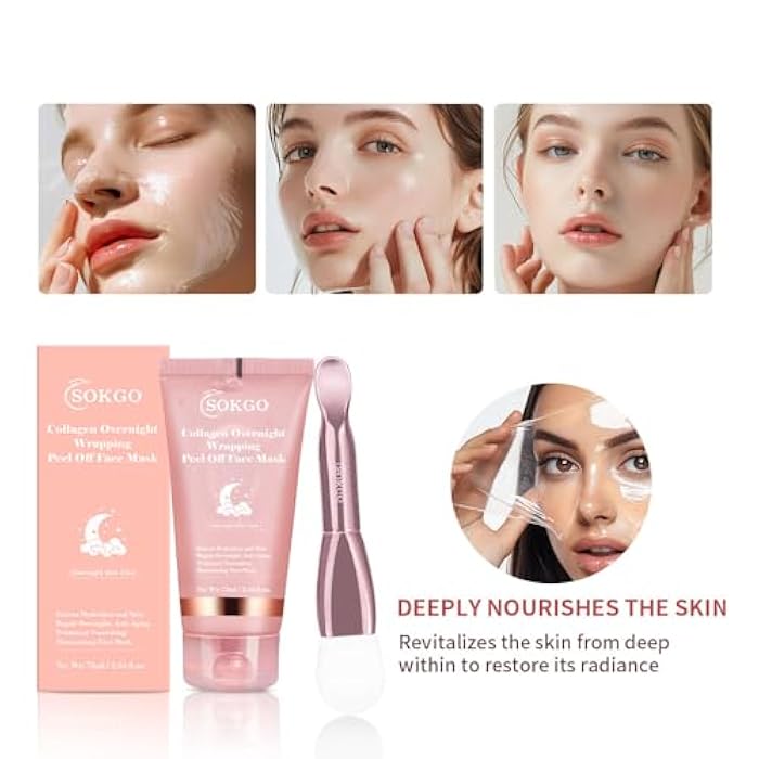 Sokgo Collagen Overnight Wrapping Mask, Intensive Hydration Anti Aging Overnight Skin Treatment, Boosts Elasticity and Firmness, Revitalizes Dull Skin Reduces Fine Lines and Wrinkles (1PCS) - Image 5