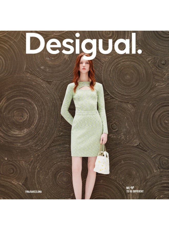 DESIGUAL slim-fit Knitted Short-sleeve Women's Top With Elastic Ombre Jacquard And Lace Details - Image 5