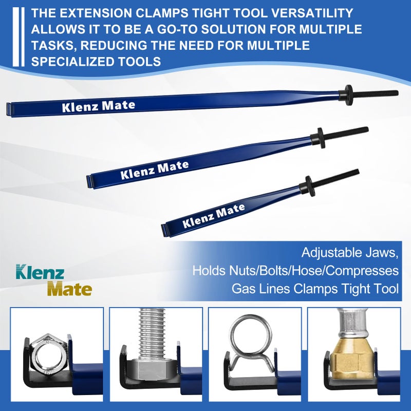 KlenzMate 2026 Upgrade Offset Extension Wrench and 3 Different Lengths Extension Clamps Tight Tool, Versatile Vise Grip, Includes 1/2", 1/4" , 3/8" Drive Adapters, Universal Ratchet Extensions for Tight Spaces - Image 4