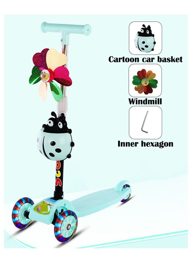 ZCM-HAPPY 3 Wheels Foldable Kids Scooter with Cartoon Basket and Windmill  - Image 1