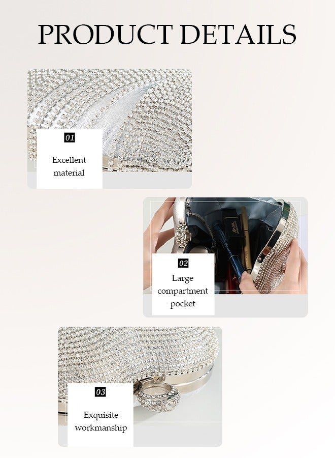 DUNISO Womens Rhinestone Heart Purse,Sparkly Evening Clutch Bag for Formal/Wedding/Cocktail/Prom/Party/Club - Image 3