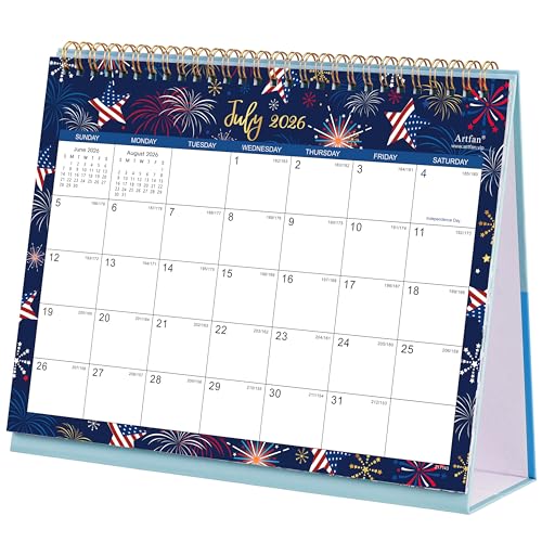 Artfan Desk Calendar 20262027 Standing Flip 20262027 Desktop Calendar Jul2026 Dec2027 98 x 83 2627 Academic Calendar with Julian Date Standing Flip 12 Different Themes - Image 1