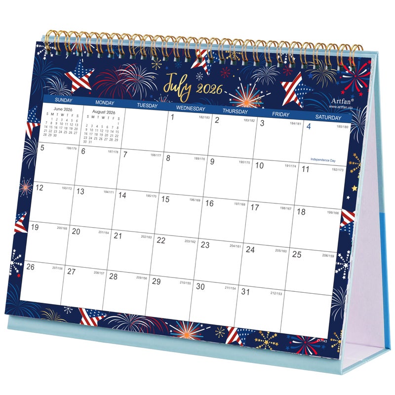 Artfan Desk Calendar 20262027 Standing Flip 20262027 Desktop Calendar Jul2026 Dec2027 98 x 83 2627 Academic Calendar with Julian Date Standing Flip 12 Different Themes - Image 2