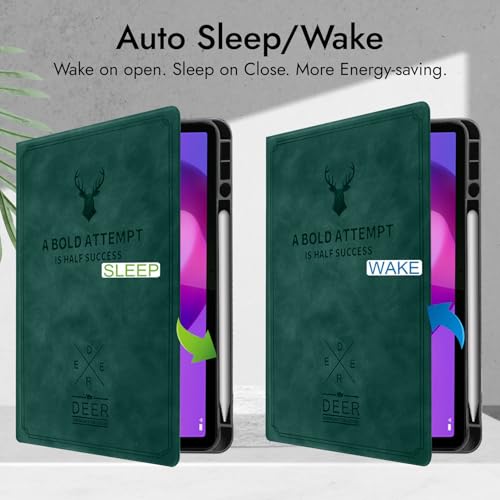 Robustrion Cover for Lenovo Idea Tab Plus 12.1 inch Cover Case with [Pencil Holder], Deer Flip Cover Case for Lenovo Idea Tab Plus Tablet Cover [Auto Sleep Wake Support] - Dark Green - Image 3