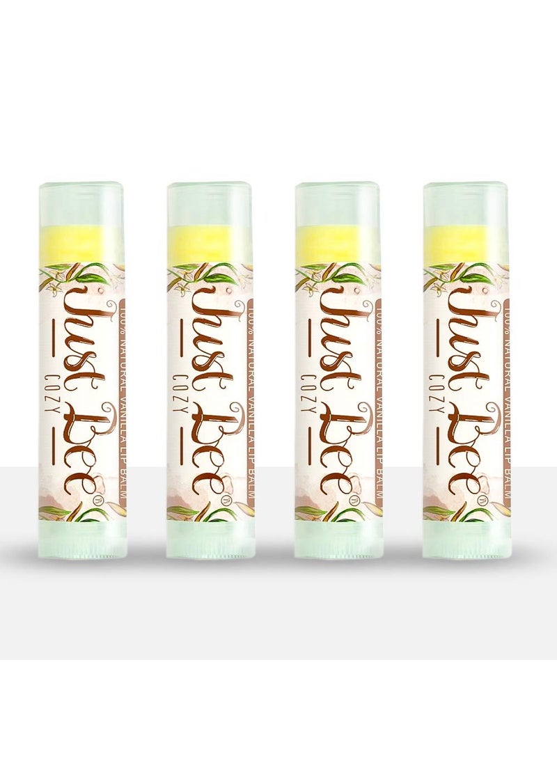 Just bee - 100 Natural Beeswax Lip Balm with Organic Oils Cozy Vanilla 4 pack - Image 1