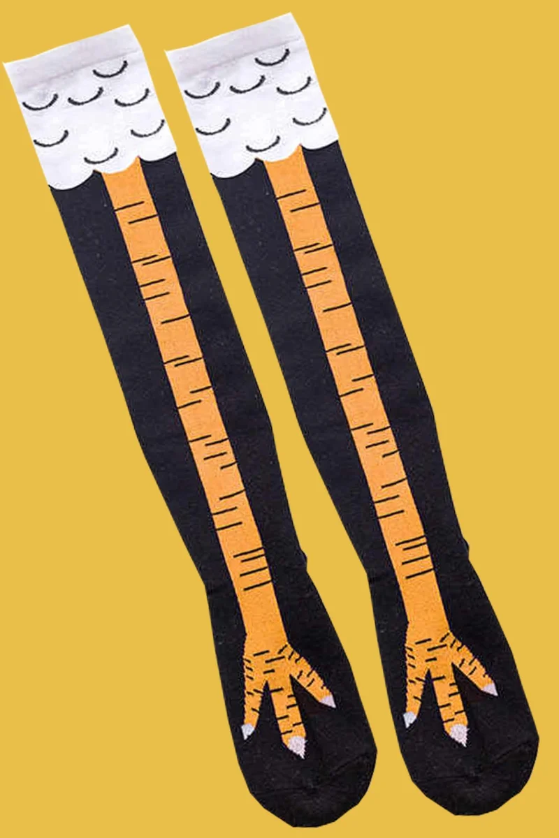 Bgk Single Unisex Chicken Feet Patterned Knee Socks