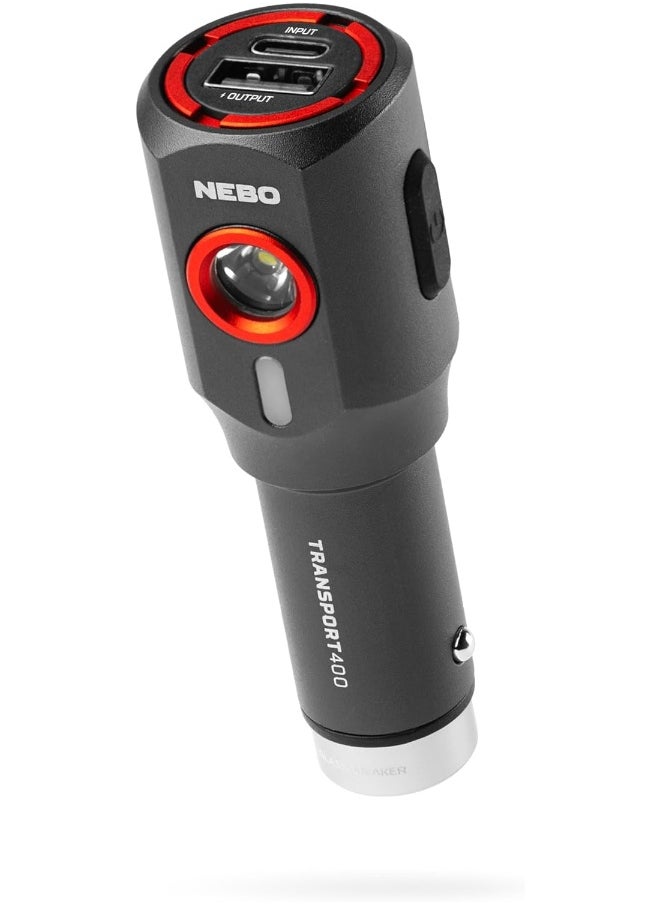 NEBO Transport 400 Lumen 2-In-1 Compact Rechargeable Flashlight With Car Charger To Power Usb-A Devices  - Image 4