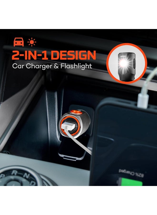 NEBO Transport 400 Lumen 2-In-1 Compact Rechargeable Flashlight With Car Charger To Power Usb-A Devices  - Image 5