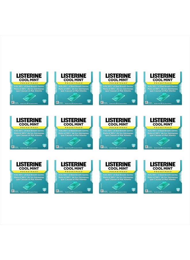 Listerine - Cool Mint Pocketpaks Breath Strips Kills Bad Breath Germs, 24-Strip Pack (12 Pack) - Image 1