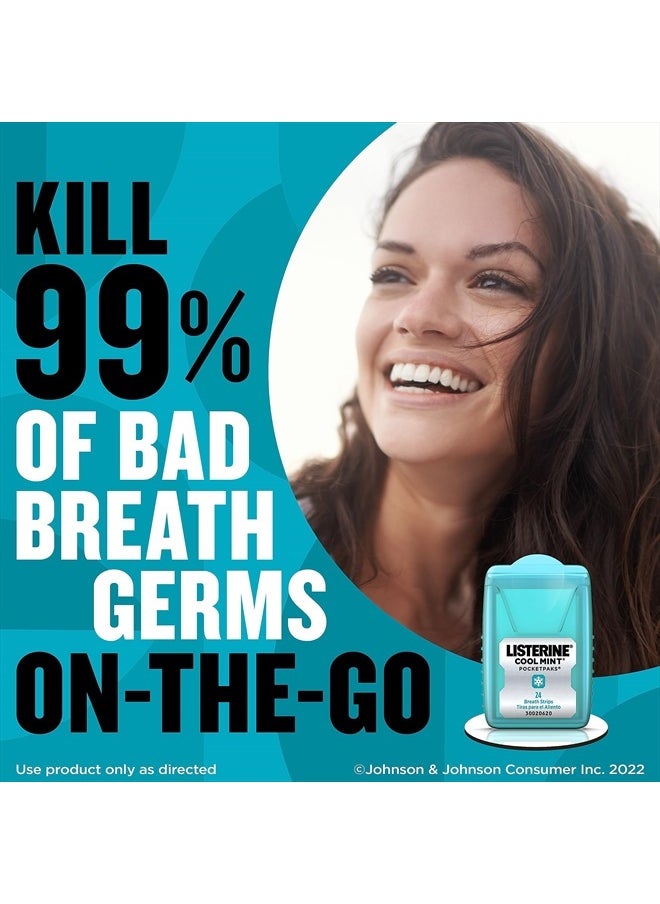 Listerine - Cool Mint Pocketpaks Breath Strips Kills Bad Breath Germs, 24-Strip Pack (12 Pack) - Image 1