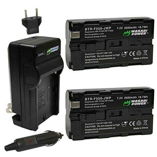 Wasabi Power Battery (2-Pack) and Charger for Sony NP-F330, NP-F530, NP-F550, NP-F570 (L Series) and CN-160, CN-216, CN126 Series & Atomos Ninja V, Shinobi, Shogun 7, BMPCC 6K Pro and More - Image 1