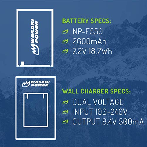 Wasabi Power Battery (2-Pack) and Charger for Sony NP-F330, NP-F530, NP-F550, NP-F570 (L Series) and CN-160, CN-216, CN126 Series & Atomos Ninja V, Shinobi, Shogun 7, BMPCC 6K Pro and More - Image 2