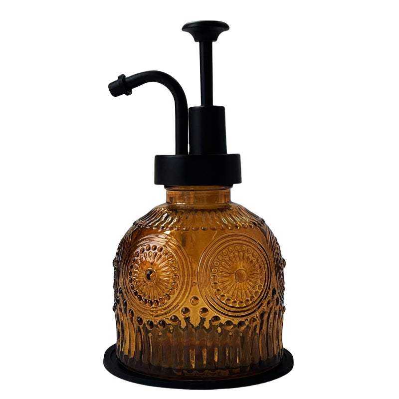 Birugen Vintage Soap Dispenser for Bathroom,Glass Kitchen Soap Dispenser with Pump,Farmhouse Antique,Cute Small Rustic Decor(Brown) - Image 1
