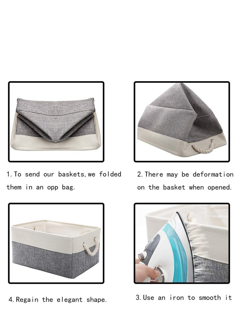 ميكسد Home Fabric Storage Bin with Drawstring Closure and 2 Bold Handles, Collapsible Large Canvas Storage Baskets for Organizing Shelf Nursery Home Closet - Image 5