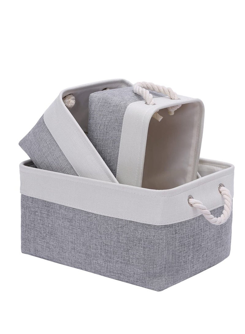 ميكسد Home Fabric Storage Bin with Drawstring Closure and 2 Bold Handles, Collapsible Large Canvas Storage Baskets for Organizing Shelf Nursery Home Closet - Image 2