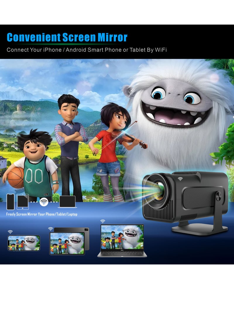 FOLAI - HY320 mini portable projector 4K 200 ANSI smart projector, with WiFi 6 BT 5.0 screen adjustment 180-degree rotation built in Android 11.0 OS - Image 1