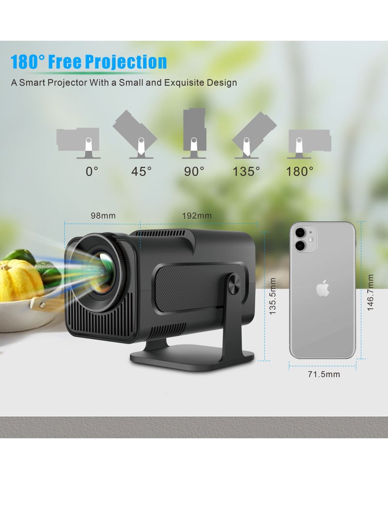 FOLAI - HY320 mini portable projector 4K 200 ANSI smart projector, with WiFi 6 BT 5.0 screen adjustment 180-degree rotation built in Android 11.0 OS - Image 1