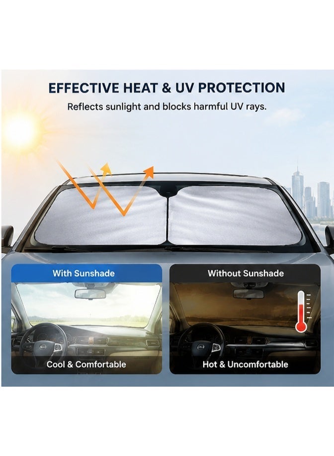 SolidX Car Windshield Sunshade 150x75cm Square– Foldable Nylon Auto Sun Screen with UV Protection & Heat Reduction for Front Windshield - Image 4