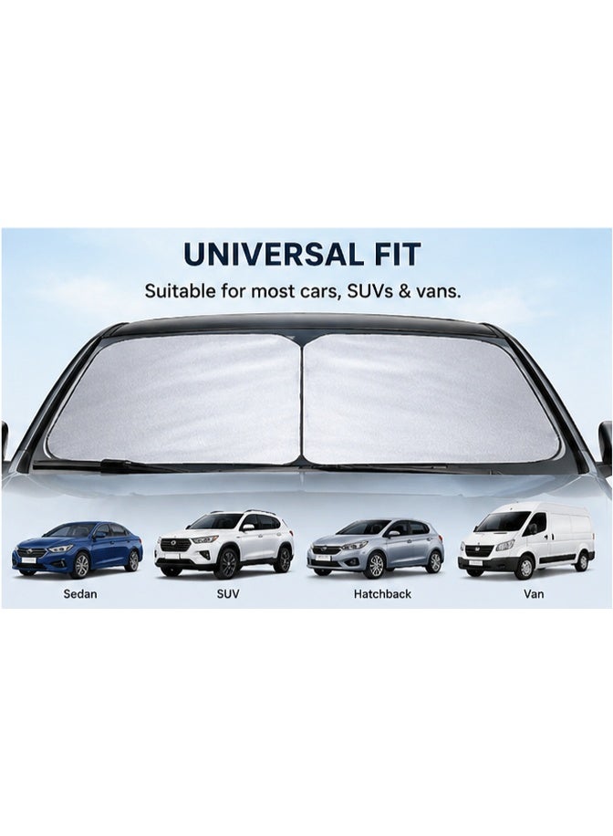 SolidX Car Windshield Sunshade 150x75cm Square– Foldable Nylon Auto Sun Screen with UV Protection & Heat Reduction for Front Windshield - Image 2