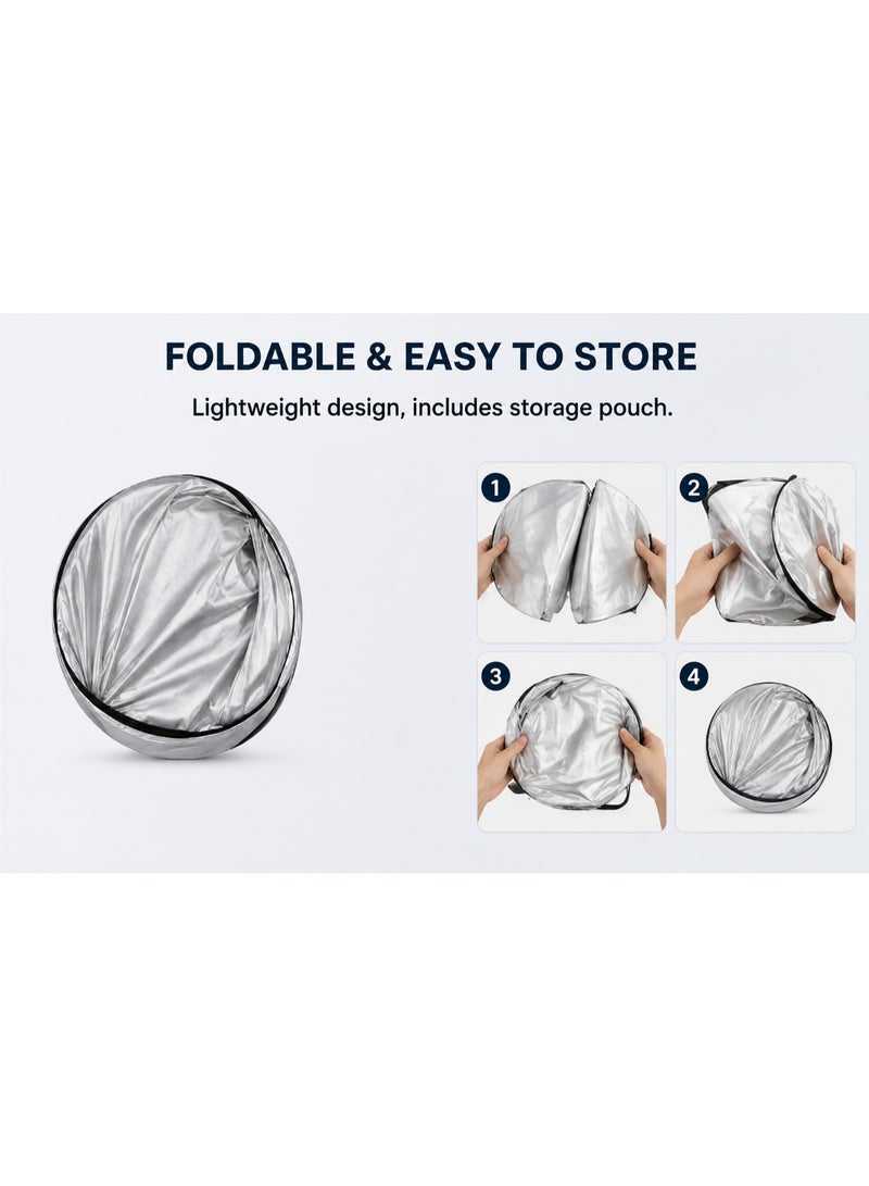 SolidX Car Windshield Sunshade 150x75cm Square– Foldable Nylon Auto Sun Screen with UV Protection & Heat Reduction for Front Windshield - Image 5