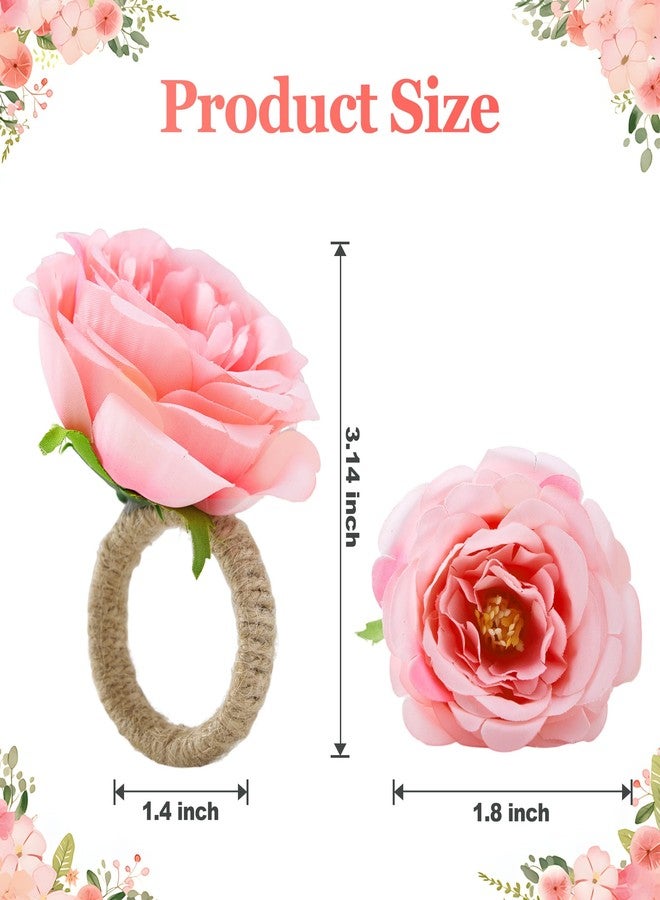 APTWOW Spring Flower Napkin Rings Set of 6 - Pink Floral Napkin Holder, Easter Napkin Rings for Wedding Birthday Party Banquet Spring Table Decor - Image 2