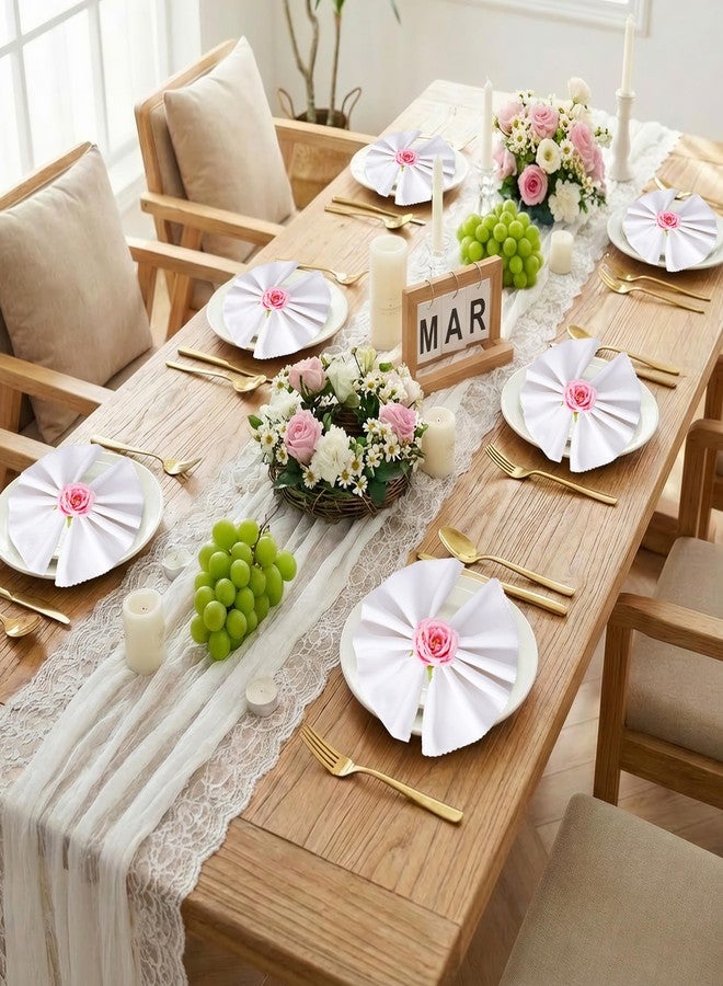 APTWOW Spring Flower Napkin Rings Set of 6 - Pink Floral Napkin Holder, Easter Napkin Rings for Wedding Birthday Party Banquet Spring Table Decor - Image 5