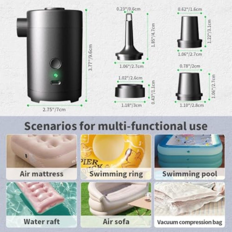 ®Portable mini Electric air Pump Used for Inflating and deflating Vacuum Storage Bags for Inflatable mattresses, Inflatable Sofas, Swimming Rings, etc.with a 3600mAh Rechargeable Battery. - Image 2