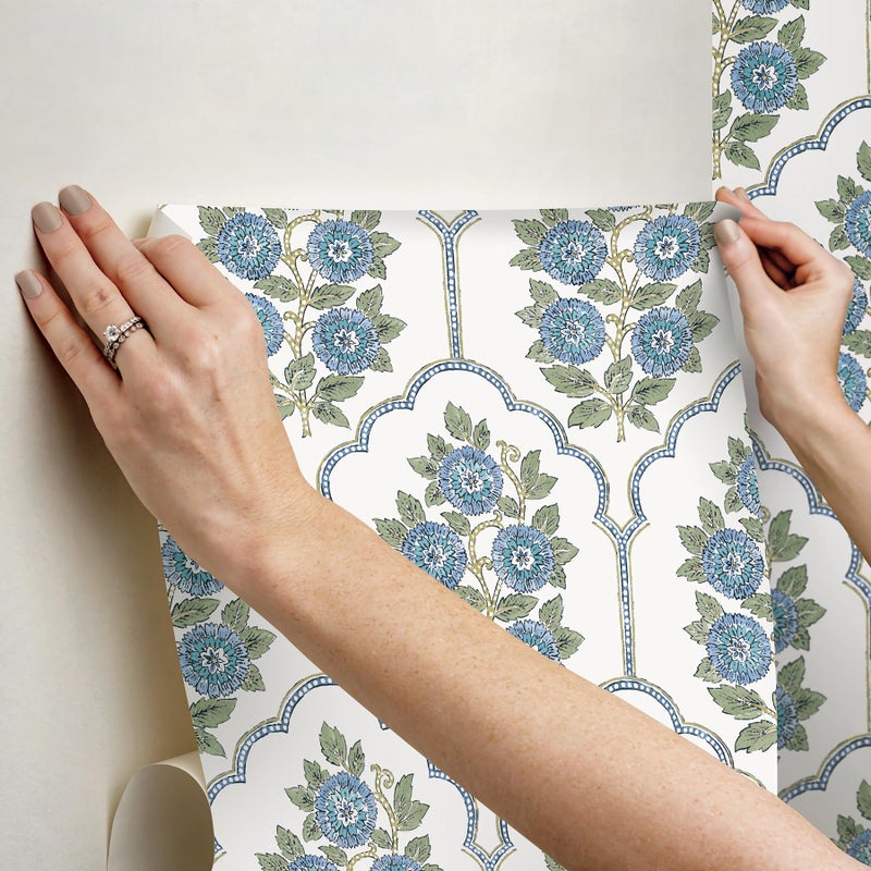 NuWallpaper x Society Social Floral Bazaar Green and Blue Peel and Stick Wallpaper, SSS6316 - Image 4