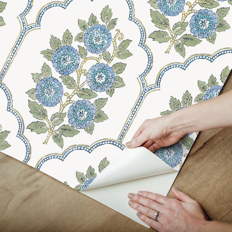 NuWallpaper x Society Social Floral Bazaar Green and Blue Peel and Stick Wallpaper, SSS6316 - Image 5